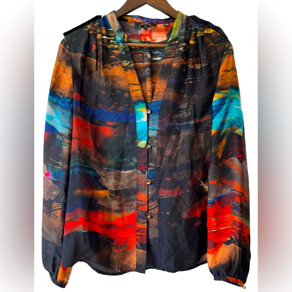 Ted Baker Women's Pennii Artistic Palette Blouse Vintage Ltd Ed Top Sz 3 (M / 8)